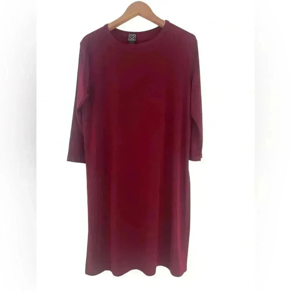 Clara Sun Woo Tunic Dress Burgundy with Slide Slits Size Large - Picture 6 of 6